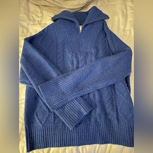 Blue Quarter Zip Knit Sweater